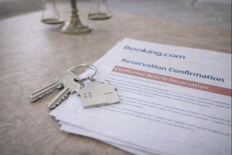 securite-garanties-location-courte-duree-kozy-conciergerie Clés de logement posées sur des confirmations de réservation, illustrant la sécurisation des séjours et la réduction des risques locatifs en location courte durée grâce aux garanties et à la gestion proposée par Kozy Conciergerie