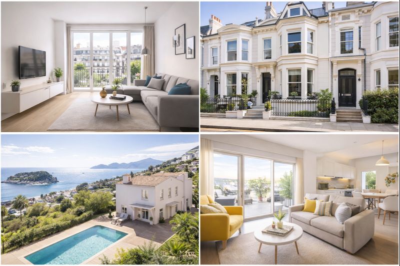 types-biens-rechercher-apporteur-affaires-kozy Appartement et maison situés en zone urbaine et touristique, illustrant les types de biens à fort potentiel locatif recherchés dans le cadre du programme apporteur d’affaires de Kozy Conciergerie